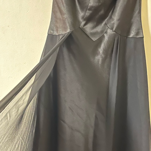 ABS Evening by Allen Swartz Black Chiffon and Satin Feel Vintage Style Dress - Picture 8 of 15